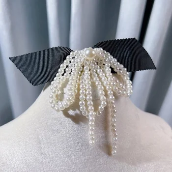 Elegantno Pearl Bowknot Broška Dekorativni Breastpin Oblačila Pin Letnik Vratu Kravato Dekoracijo Pulover Pin Kostum Nakit