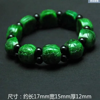 Naravni Green Jade želvovine Kroglice Elastično Zapestnico Nastavljiv Bangle Nakit, Modni Dodatki, Ročno izrezljano Človek Amulet