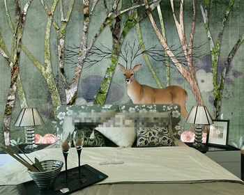 Beibehang ozadje evropskih gozdnih elk, retro slogu 3D fotografije za ozadje zidana spalnica, dnevna soba video steno 3D ozadje
