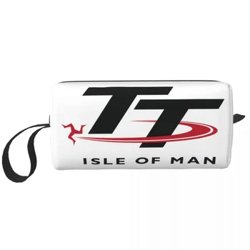 Isle Of Man TT Dirke Kozmetični Torba Ženske Modni Veliko Zmogljivost Motocikla Šport Ličila Primera Lepoto Shranjevanje Toaletne Torbe