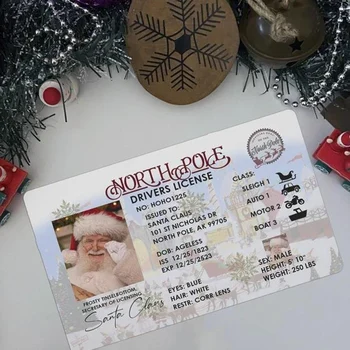 1PCS Kartico Santa Claus, ki Plujejo pod Licenco Božični Večer Vozniškega Dovoljenja, Božično Darilo Za Otroke, Otroci Božični Okraski