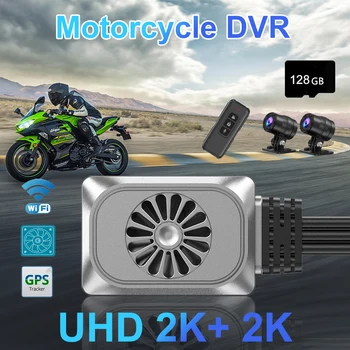Motorno kolo Dashcam UHD 2K motorno kolo, Fotoaparat, Snemalnik WiFi Dvojno 1440P Motocikel DVR Dash Cam GPS Diktafon 24H Parkiranje Zaslon