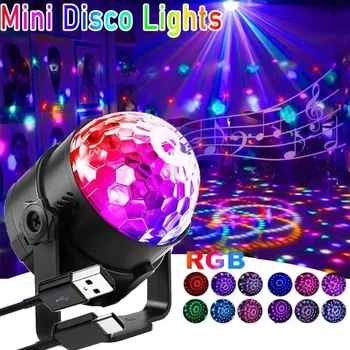 Disco Krogla Luči, Zvočni Nadzor Led Osvetlitev Disco Avto Vzdušje Svetlobe Dekoracijo USB Barva, Daljinsko upravljanje Stopnji Svetlobe