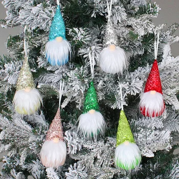 7PCS Bling Gnome Okraske Božičnih Dreves,ki Visi Počitnice Decors,švedski Sequins Plišastih Santa Škrat Dom Dekor,Xmas Darila Sklop 7