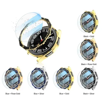 3 v 1 Primeru+Ploščo, Ring+Steklo Film Za Samsung Galaxy Watch 6 Classic 47MM 43MM Zaščitnik Zaslon Galaxy Watch 6 Classic Odbijača