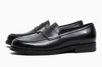 Visoka Kakovost jeseni in pozimi Moški čevlji Pravega usnja Zdrsne na Krog nogi priložnostne Čevlji Retro Loafers