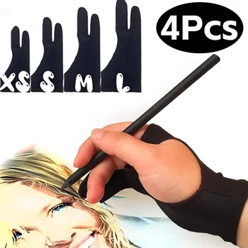 4Pcs Risanje Rokavice Anti-dotikom Dveh Prstov Rokavice za IPad Grafike za Risanje Tablet Zaslon Odbor Desno Levo Roko Proti Obraščanju Rokavice