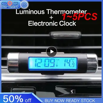 1~5PCS Avto Digitalna Ura Prikaz Temperature Elektronska Ura Часы Автомобильные Backlight LCD Termometer V Avtu Modra Led