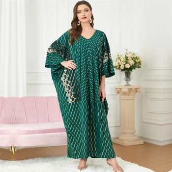 Čipke Tiskanja Abaya za 2023 Moda Muslimanske Ženske Ramadana Eid Turčija Svoboden Batwing Rokav Maxi Obleke Dubaj tam kaftan Jalabiya Caftan