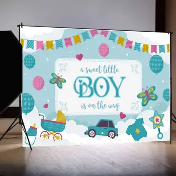 LUNA.QG Ozadju Modri Metulj Baby Tuš Banner Stranka Rekviziti Ozadje za Boy Balon Ravno Avto Prevoz Dekor Photo Booth