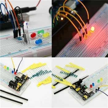 Elektronske Komponente Osnovne Starter Kit z 830 Tie-Točk Breadboard Kabel Upor Kondenzator LED Potenciometer