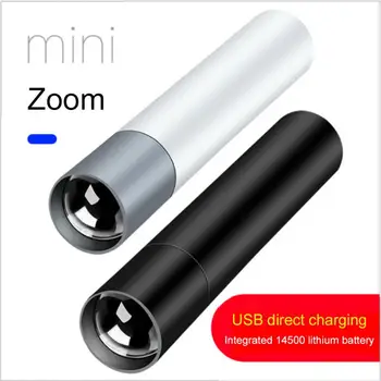 Mini Svetilka USB Polnilna LED Svetilka Nepremočljiva Teleskopsko Močno Svetilko, Baklo na Prostem Zoom Prenosna baterijska Svetilka