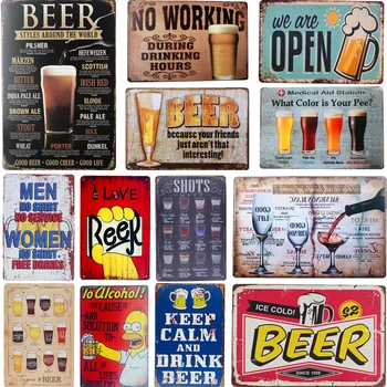 Vintage Pivo, Hura Tin Znaki Pub Bar Človek Jama Klub, Restavracija, Kuhinja Obrti Stenski Dekor Plošče Plošče