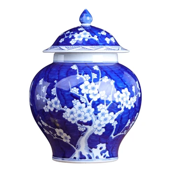 Kitajski Slog Starinsko Modre In Bele Splošno Kozarec Čaja, Keramični Lonec Plum Blossom Ornament Rezervoar Jingdezhen Porcelana Obrti