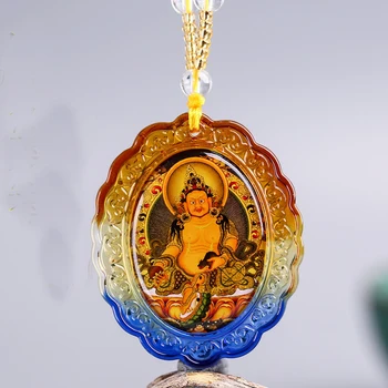 Grško-Budistični žep potovanja učinkovita Maskota Ugoden Rumena Jambhala sreče bog, Buda Kristalni Obesek Budistični Amulet