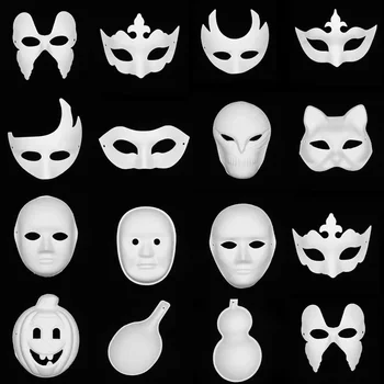 20pcs DIY Bele Maske Papir Polovico Obraza Maškarada Obrti Mardi Gras Stranka Navaden Masko Paintable Prazno Festival