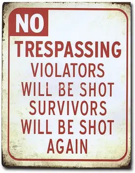 Snop No Trespassing Retro Tin Prijavite Dekor - Letnik Zgleduje Kovinski Znak, Skupaj z Vijaki za Obešanje, da se Prikaže v