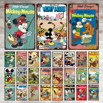Disney Mickey, Donald Duck Kovinski Plakati Prijavite Disney Retro Kovinski Tin Prijavite Kovinski Plakat Otroci Soba Človek Jama Retro Doma Dekor