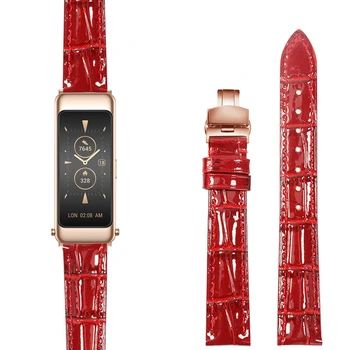 Sijajna Usnje Watch Trak za Huawei B5 B6 B3 GT2 GT3 Poslovnih Zapestje Pas Pametne Ženske Watchband Moških Rdeča Zelena 16 18 20 mm