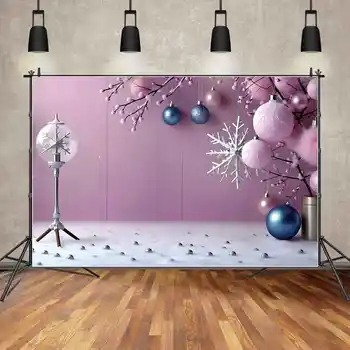 LUNA.QG Ozadje Roza Božično Ozadje za Fotografiranje Snowflake Ball Lesa Odbor Plank Sneg Tla Dekor Photo Studio Rešitve