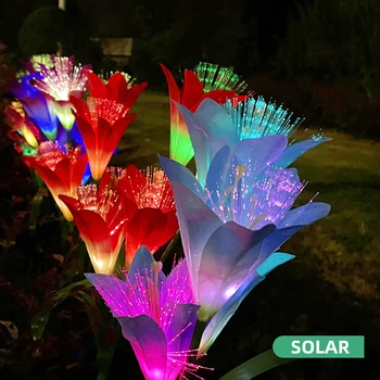 Na prostem Sončne Optičnih Vlaken Lily Luči za Vrt in Zelenjave Obliž Nepremočljiva 7 Barv LED Vrtne Svetilke, za Dekoracijo Dvorišču