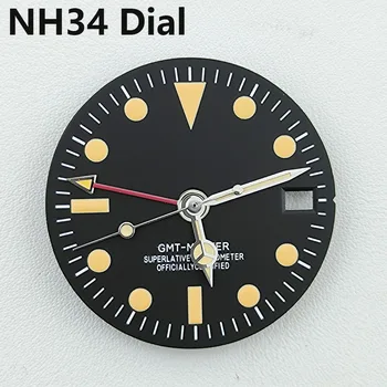 NH34 izbiranje GMT izbiranje Letnik izbiranje Štiri Roke Zelena Svetleča Watch Izbiranje za NH34 Gibanje Spremenjen Klicanje Zamenjava Watch deli