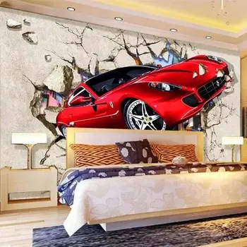 Ozadje po meri 3d de papel parede freske avto je zdrobljen stene ven dnevna soba ozadju dekorativno barvanje sten papirjev doma dekor