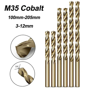 1Pc 100-205mm Podaljšali Naravnost Kolenom M35 Kobalt Twist Drill Bit Kovinski Luknjo Odpirač Orodje za Nerjaveče Jeklo, Železo, Aluminij