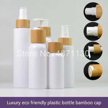 30 ml 50 ml 120ml 150 ml 250 ml plastični beli črpalka losjon za steklenice bambusa disk pokrov črno Steklenico Prenosni Posodi lase skrbi paket