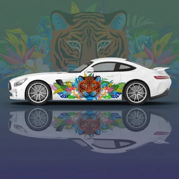 Barvita Tiger Print Custom Avto Nalepke Nalepke Kapuco Vrata Telo, Vinilne Nalepke, Grafično Zaviti Novi Avto Nalepke Za Dekoracijo Dodatki