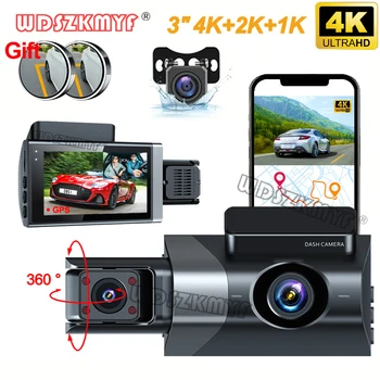 3Channel 4K Dash Cam za Avtomobile GPS Avto Dvr WIFI Pogled od Zadaj Kamera za Vozilo v Video Snemalnik Parkiranje Zaslon Avto Assecories