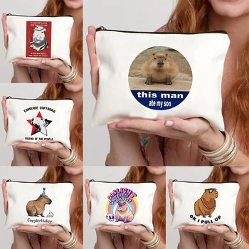 Srčkan Živali Capybara Tiskanja Kozmetični Primeru Šminka Imetnik Priložnostne Toaletni Pribor, Vreča Zadrga Vrečka Smešno Ok L Pull Up Ženske Makeup Vrečke