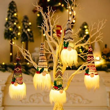 1Pc Božič Gozd Človek Z Lučmi Christmas Tree Okraski Obesek Svetlobna Palček Plišastih Brezosebna Lutka Počitnice Ornament