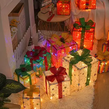 Božični Luči Gift Box Design Lok Darilo Polje Praznično Božično Darilo Polje Dekoracije Predstavlja z Bowknots za vsako.