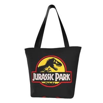 Jurassic Park, Trgovina Nakupovalno Vrečko Smešno Natisnjeni Platno Shopper Tote Torba, Velika Zmogljivost Trajne Orjaški Dinozaver Torbici