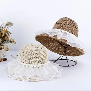 2023 Čipke Žensk poletni klobuk plaži Ženske klobuk Plaži, izlet uv zaščito sončne klobuk dežnik klobuk, slamnik sončnega Klobuk dekle