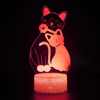 Nighdn Božično Darilo Hišnih Mačk 3D Iluzije Rojstni Poleg namizne Svetilke 7 se Spremeni barva USB Dekoracijo Noč Lučka urha klicati Ljubitelj