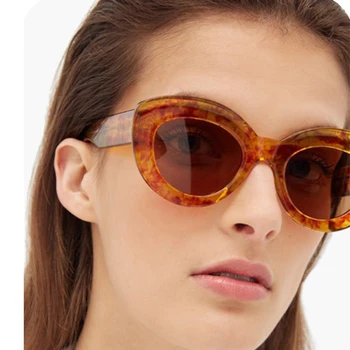 Velika Mačka Oči, Okrogla sončna Očala za Ženske Moški Trend Retro Očala Ovalne Očala Moda Cateye Odtenki UV400