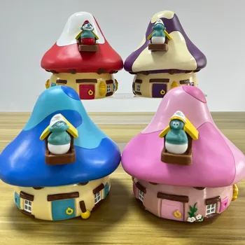 Risanka Smurfette Smrk Anime Številke Modra Sestra Mushroom House Presence Banka Lutka Zbirka Okraski Model Igrače Otrok Darila