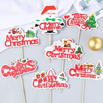 Božič Okraski Vesel Božič Torta Cupcake Sladica Pokrivalo Dekoracijo Drevo Santa Claus Party Supplies