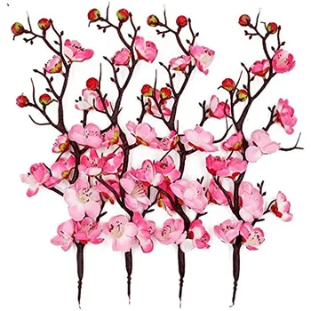 Umetne Rože Plum Blossom Veje Pravi Dotik Umetno Češnjev Cvet Cvet Ne Steblo za Namizni Poročni Šopek Doma Dekor
