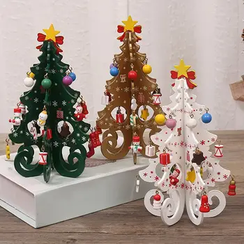 Božično Drevo za Otroke Ročno DIY Stereo Lesene Božično Drevo Scene Postavitev Božični Okraski Doma Okraski