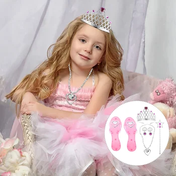 Otrok Krono Nastavite Jewlery Dekleta Obleko gor Čevlji za igro Obleka Princess Petah Plastičnih Malčka, Otroški Nakit Malo