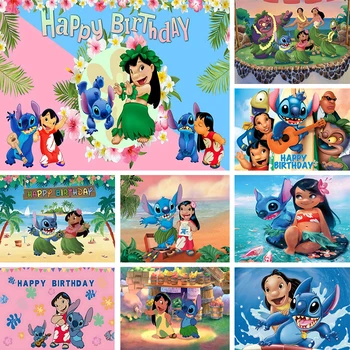 Disney Lilo in Stitch Rojstni dan Ozadja, Okraski Banner Risanka Prilagojene Ozadje Fotografije Photo Booth Rekviziti