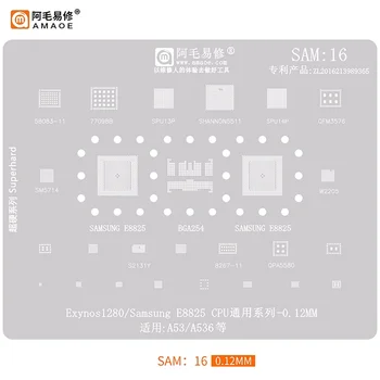 Amaoe SAM16 BGA Reballing Matrica Predlogo za Samsung A53 A536 Exynos1280/ E8825 CPU SPU13P/SPU14P SHANNON5511 W2205