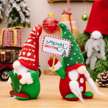 Božič Palčki Plišastih Pletene Brezosebna Lutka Ukrivljen Klobuk Holding Blagovne Znamke Palček Lutka Santa Claus Gnome Plišastih Igrač Za Božični Zabavi