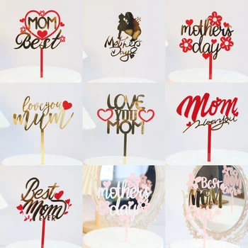 Veselo materinski Dan Torta Cupcake Sladica Pokrivalo Kartico Dekoracijo Rdeče Breskve Srce Darila Za Mamo