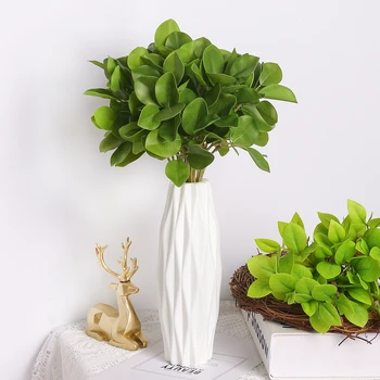 5pcs Novih Plastičnih Umetnih Zeleni Listi, Šopek Za Poroko DIY Scrapbooking Dekoracijo Mint Listi Simulirani rastline Dekor