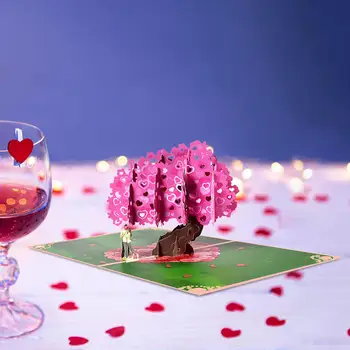Valentinovo Kartice Ljubezen Breskov Cvet Drevo Ljudstvo Kartice za Svojo Ženo, Moža