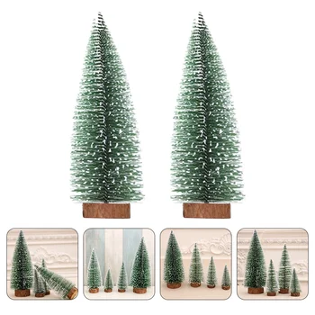 2pcs Umetno Božično Frost Dreves, Lesa Znanja Steklenico Miniaturni Borovci Božič Sisal Dreves Tabletop Za Dom